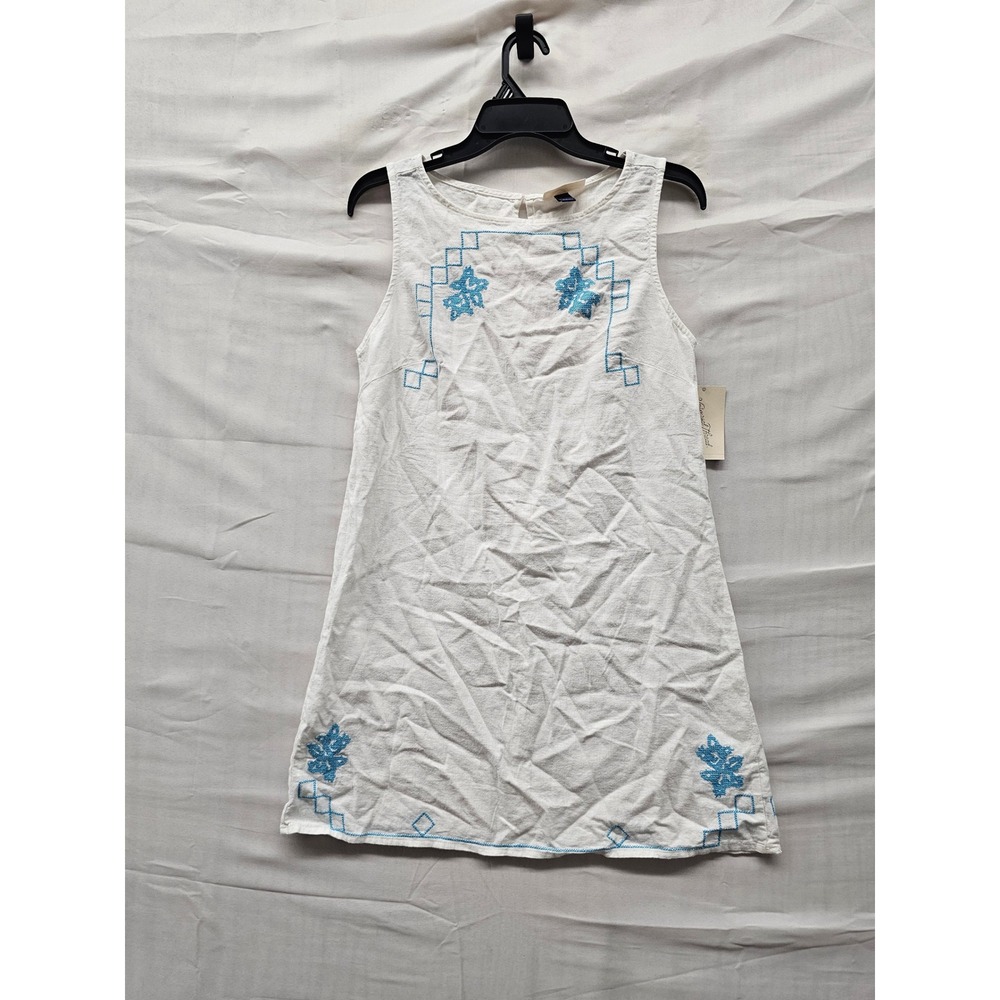 Universal Thread Womens Embroidered Shift Dress White Linen Blend Size Small